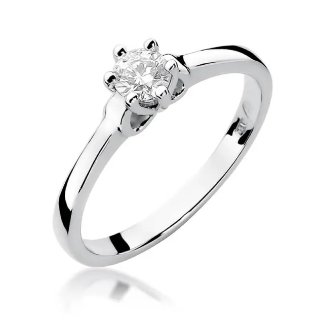 Złoty pierścionek z diamentem Białe złoto EW-296 0,30ct