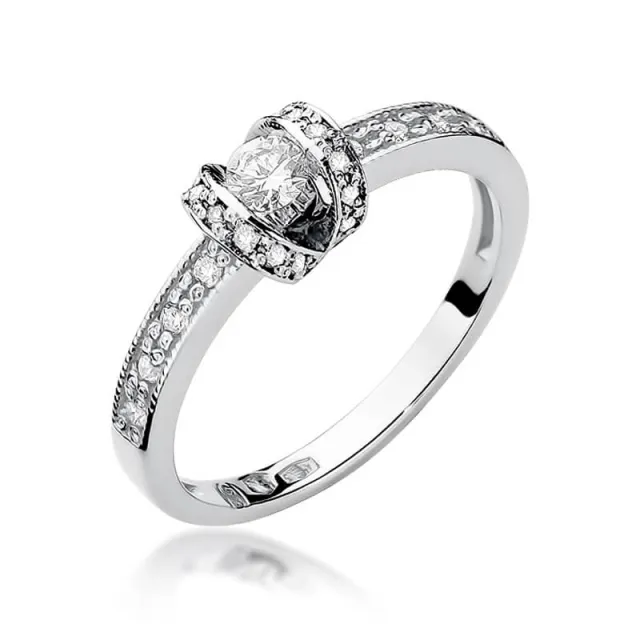 Złoty pierścionek z diamentami białe złoto 0,25ct