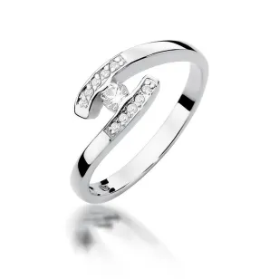 Złoty pierścionek z diamentem Białe złoto EW-372 0,19ct