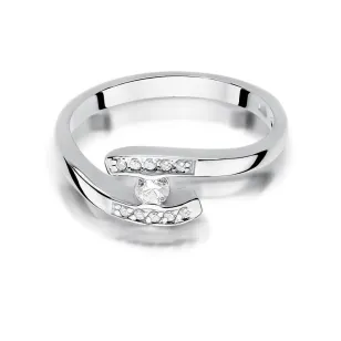 Złoty pierścionek z diamentem Białe złoto EW-372 0,19ct