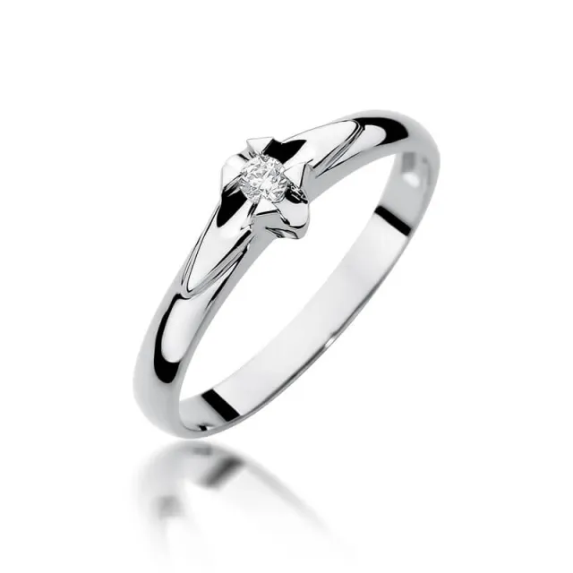 Złoty pierścionek z diamentem Białe złoto EW-88 0,04ct