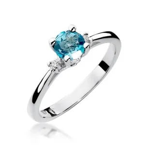 Złoty pierścionek z diamentem Białe złoto EW-17 topaz