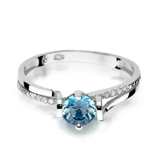 Złoty pierścionek z diamentem Białe złoto EW-102 topaz
