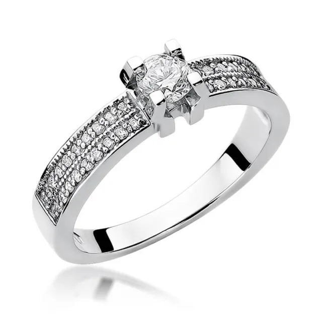 Złoty pierścionek z diamentem Białe złoto EW-59 0,48ct