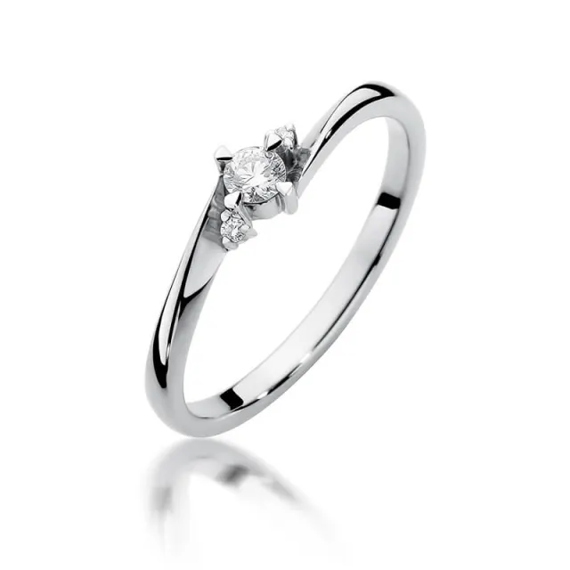 Złoty pierścionek z diamentem Białe złoto EW-346 0,12ct