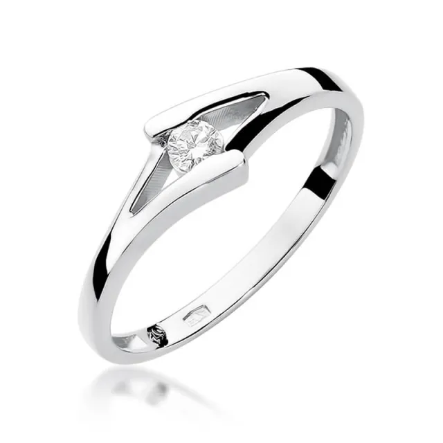 Złoty pierścionek z diamentem Białe złoto EW-250 0,10ct