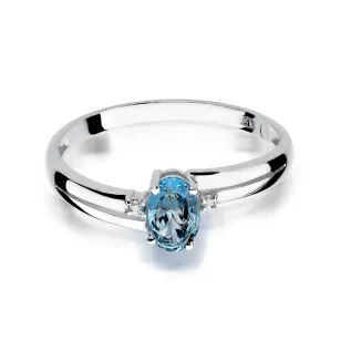 Złoty pierścionek z diamentem Białe złoto EW-68 topaz