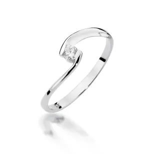 Złoty pierścionek z diamentem Białe złoto EW-366 0,09ct