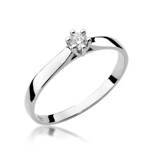Złoty pierścionek z diamentem Białe złoto EW-222 0,10ct