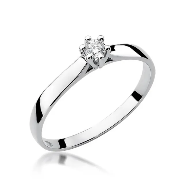 Złoty pierścionek z diamentem Białe złoto EW-222 0,10ct