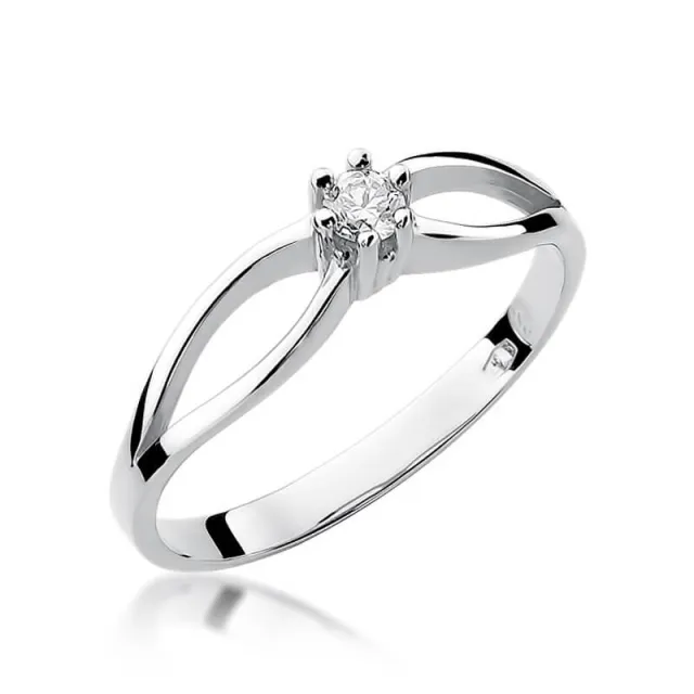 Złoty pierścionek z diamentem Białe złoto EW-49 0,10ct