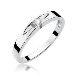 Złoty pierścionek z diamentem Białe złoto EW-125 0,08ct