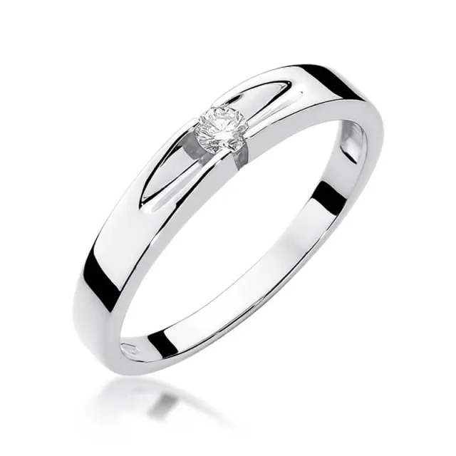 Pierścionek obrączka z diamentem białe złoto 0,08ct