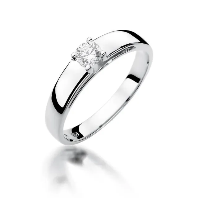 Złoty pierścionek z diamentem Białe złoto EW-374 0,23ct