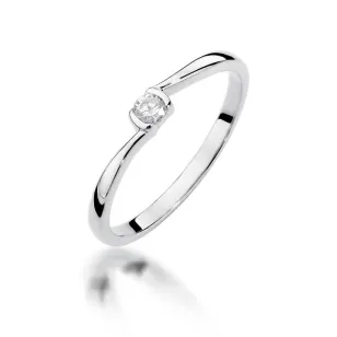 Złoty pierścionek z diamentem Białe złoto EW-380 0,09ct