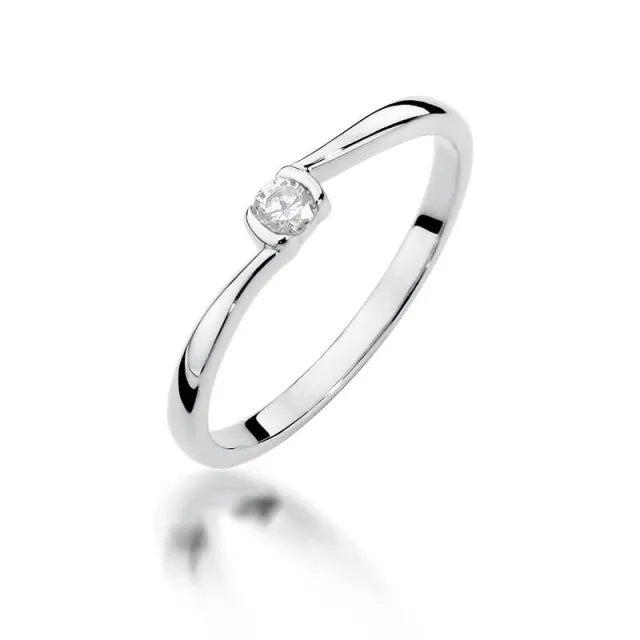 Złoty pierścionek z diamentem Białe złoto EW-380 0,09ct