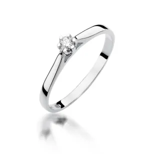 Pierścionek zaręczynowy z diamentem białe złoto 0,09ct