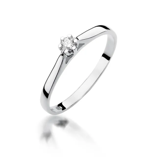 Pierścionek zaręczynowy z diamentem białe złoto 0,09ct
