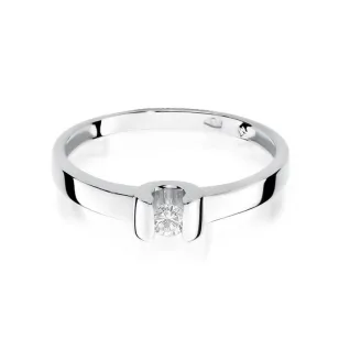 Złoty pierścionek z diamentem Białe złoto EW-277 0,08ct