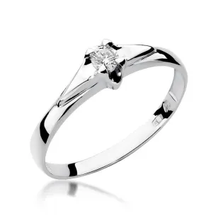 Złoty pierścionek z diamentem Białe złoto EW-88 0,10ct