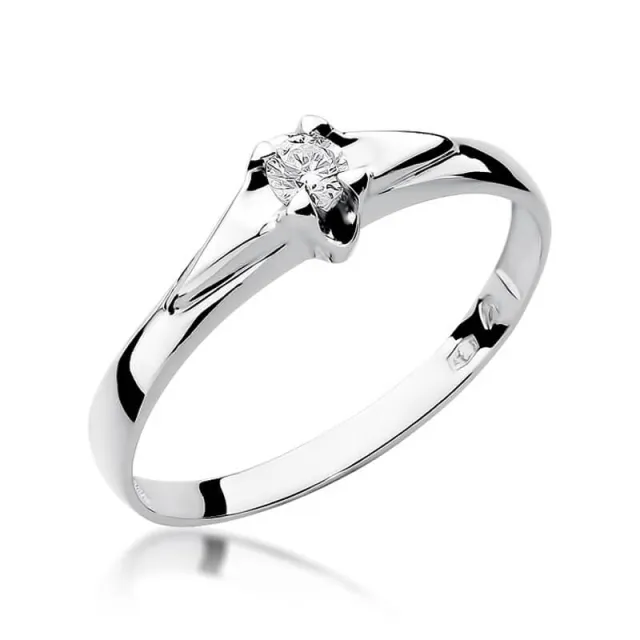 Złoty pierścionek z diamentem Białe złoto EW-88 0,10ct