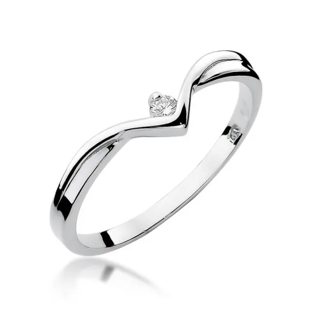 Złoty pierścionek z diamentem Białe złoto EW-51 0,04ct