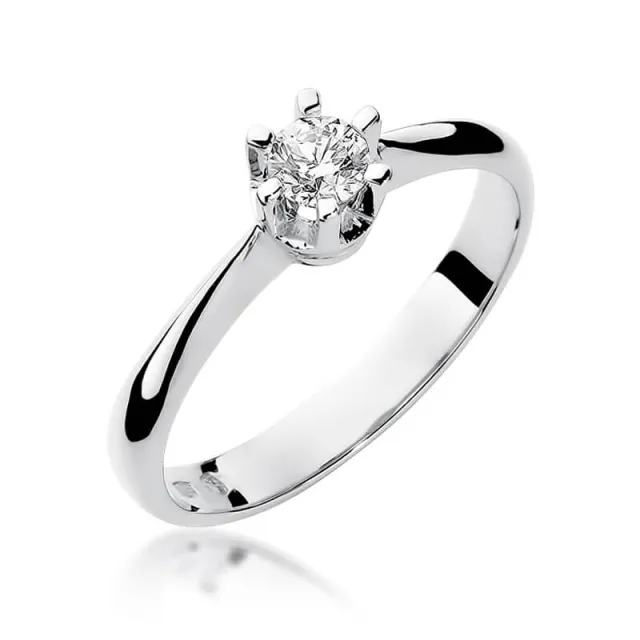 Złoty pierścionek z diamentem Białe złoto EW-36 0,23ct