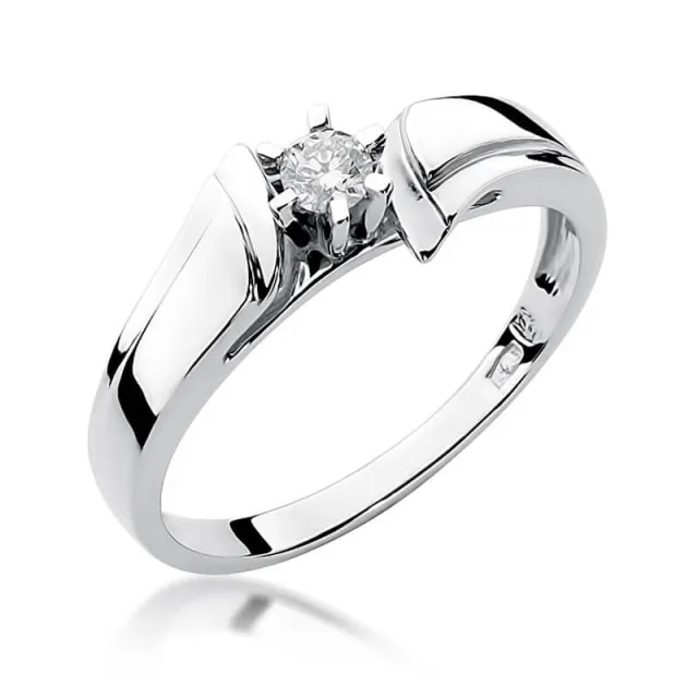 Złoty pierścionek z diamentem Białe złoto EW-300 0,12ct