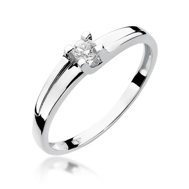 Złoty pierścionek z diamentem Białe złoto EW-246 0,12ct