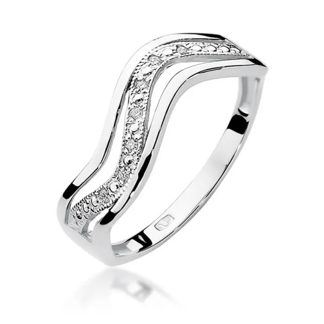 Złoty pierścionek z diamentem Białe złoto EW-116 0,06ct