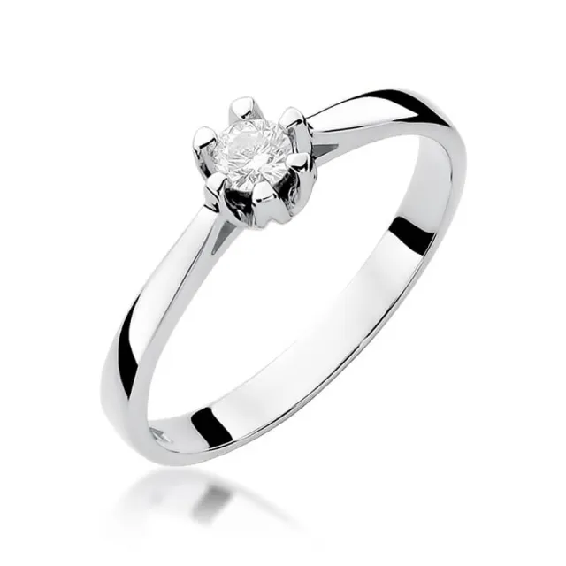 Złoty pierścionek z diamentem Białe złoto EW-299 0,12ct