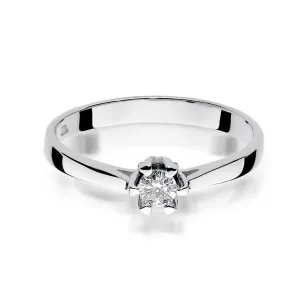 Złoty pierścionek z diamentem Białe złoto EW-299 0,12ct