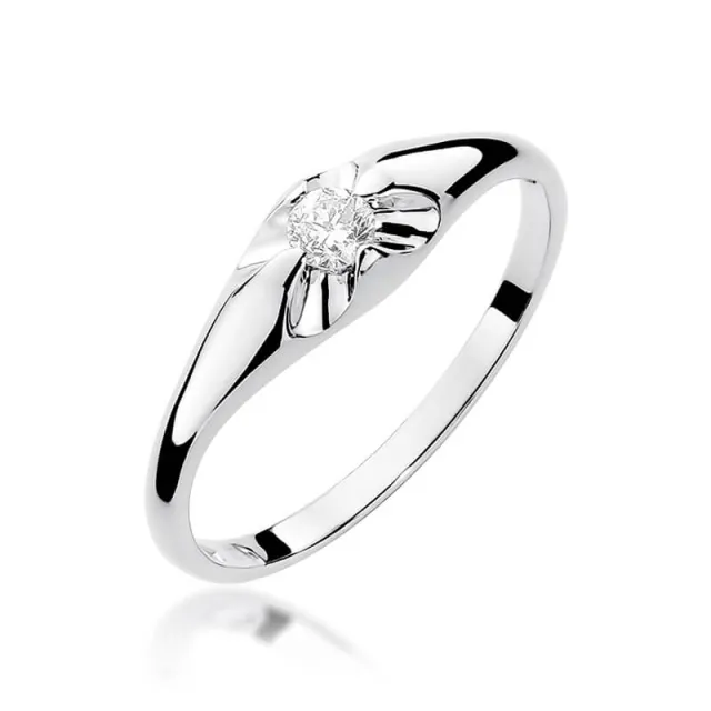 Złoty pierścionek z diamentem Białe złoto EW-331 0,10ct