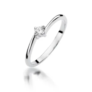 Złoty pierścionek z diamentem Białe złoto EW-395 0,09ct