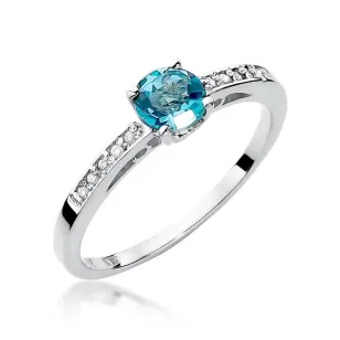 Złoty pierścionek z diamentem Białe złoto EW-66 topaz