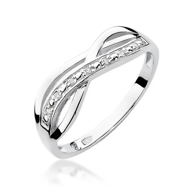 Złoty pierścionek z diamentem Białe złoto EW-90 0,06ct