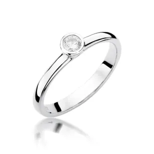 Złoty pierścionek z diamentem białe złoto 0,15ct