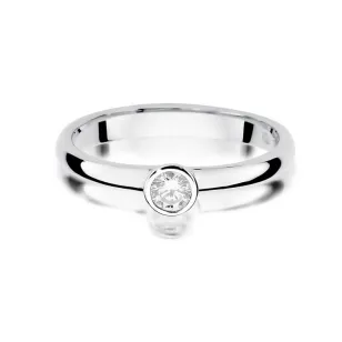 Złoty pierścionek z diamentem białe złoto 0,15ct