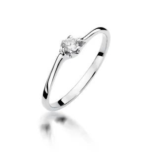 Złoty pierścionek z diamentem Białe złoto EW-383 0,09ct