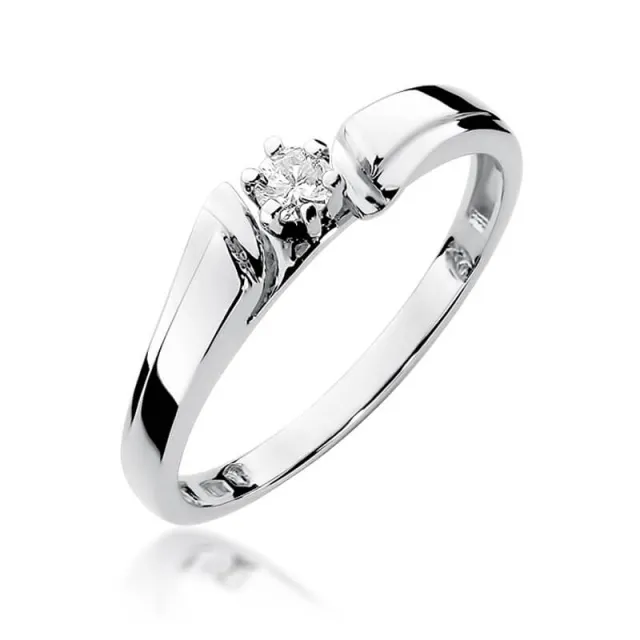 Złoty pierścionek z diamentem Białe złoto EW-300 0,10ct