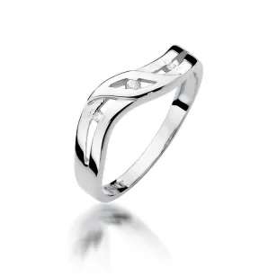 Złoty pierścionek z diamentem Białe złoto EW-109 0,02ct