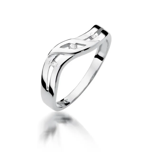 Złoty pierścionek z diamentem Białe złoto EW-109 0,02ct
