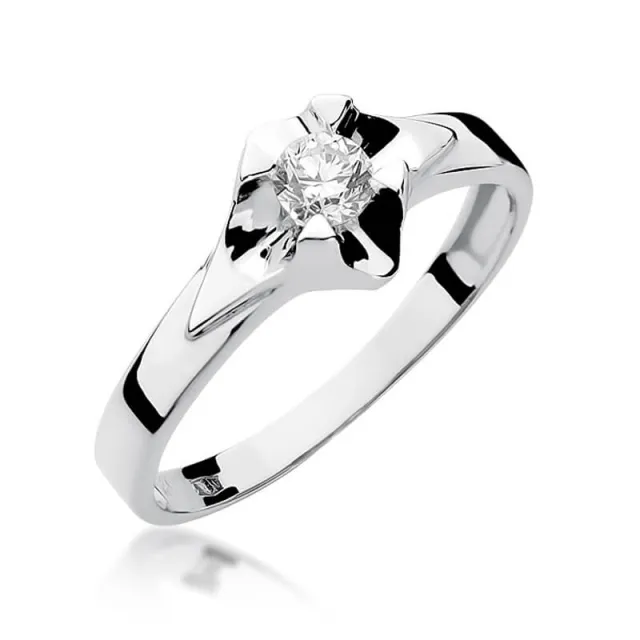 Złoty pierścionek z diamentem Białe złoto EW-155 0,30ct
