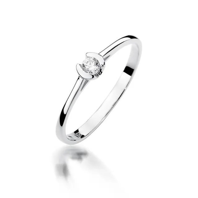 Diament pierścionek białe złoto 0,09ct