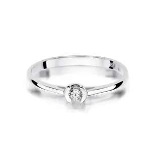 Złoty pierścionek z diamentem Białe złoto EW-370 0,09ct