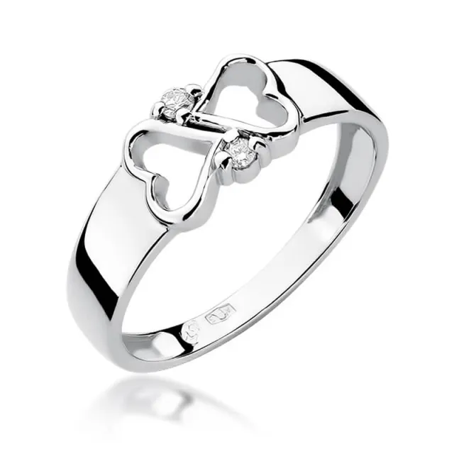 Złoty pierścionek z diamentem Białe złoto EW-286 0,04ct