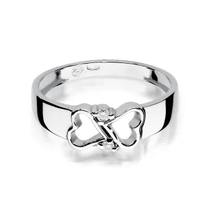 Złoty pierścionek z diamentem Białe złoto EW-286 0,04ct