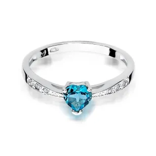 Złoty pierścionek z diamentem Białe złoto EW-65 topaz