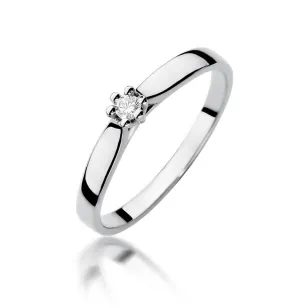 Złoty pierścionek z diamentem Białe złoto EW-222 0,04ct