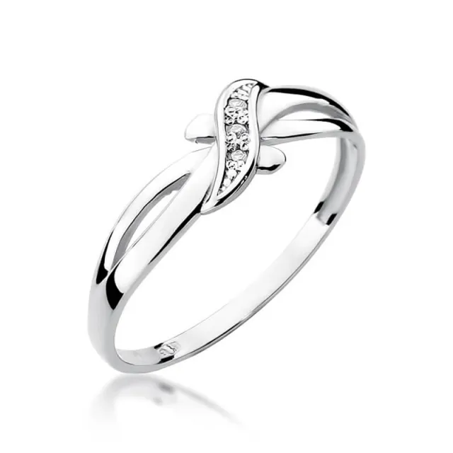 Złoty pierścionek z diamentem Białe złoto EW-193 0,02ct